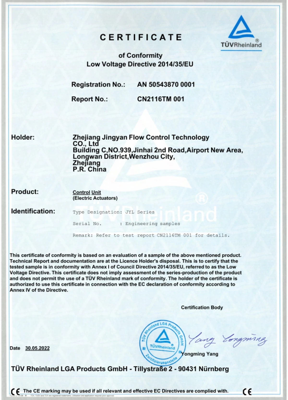 Certificate of Conformity